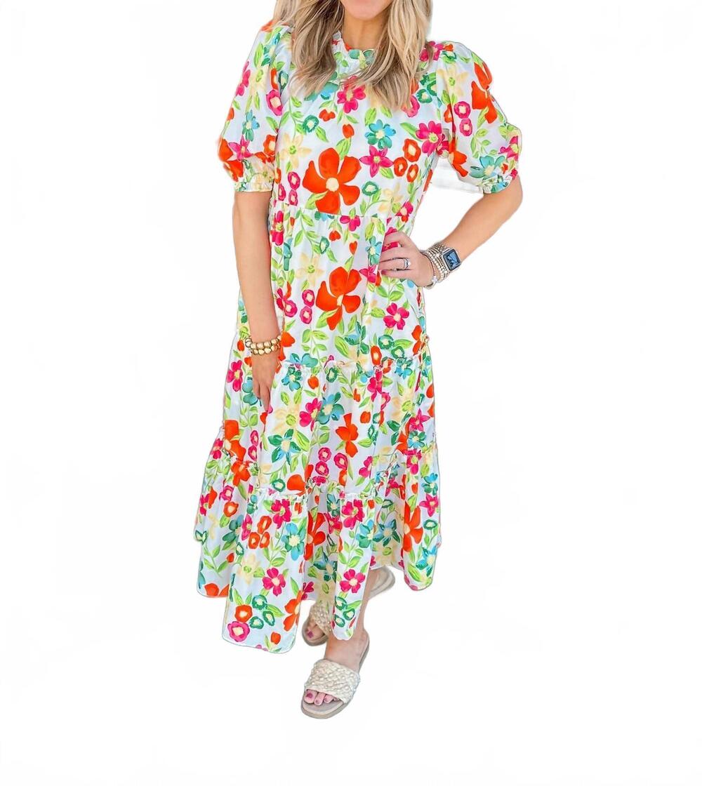 NEW THML evia maxi dress in red mix green